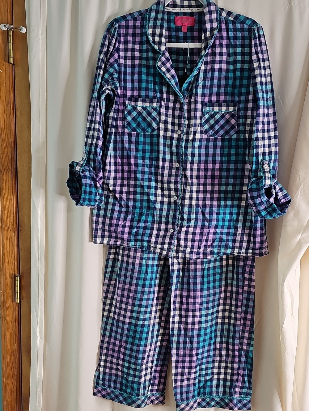 Victoria's Secret  Plaid Pajama Set in Purple and Teal